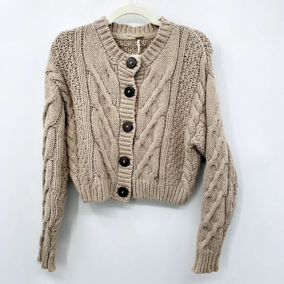 Free People Bonfire Cable Knit Cardigan Sweater - Picture 2 of 7